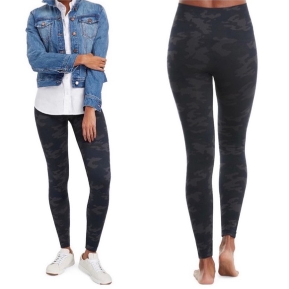 Spanx Leggings Women Large look at me now Camouflage Gray Black slimming  B28 - Picture 1 of 10